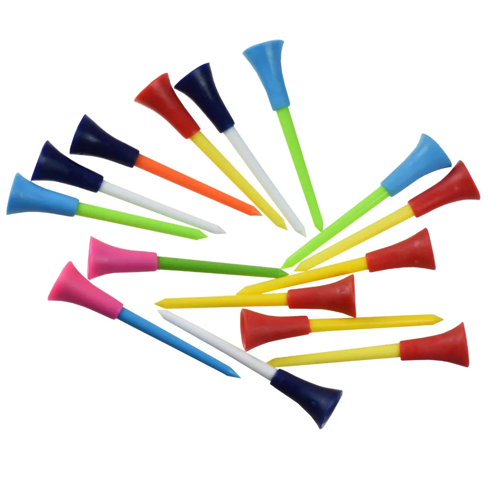 100Pcs Golf Tees Mix Colors 83Mm Plastic Durable Rubber Cushion Top Golf Ball Holder Golf Accessories