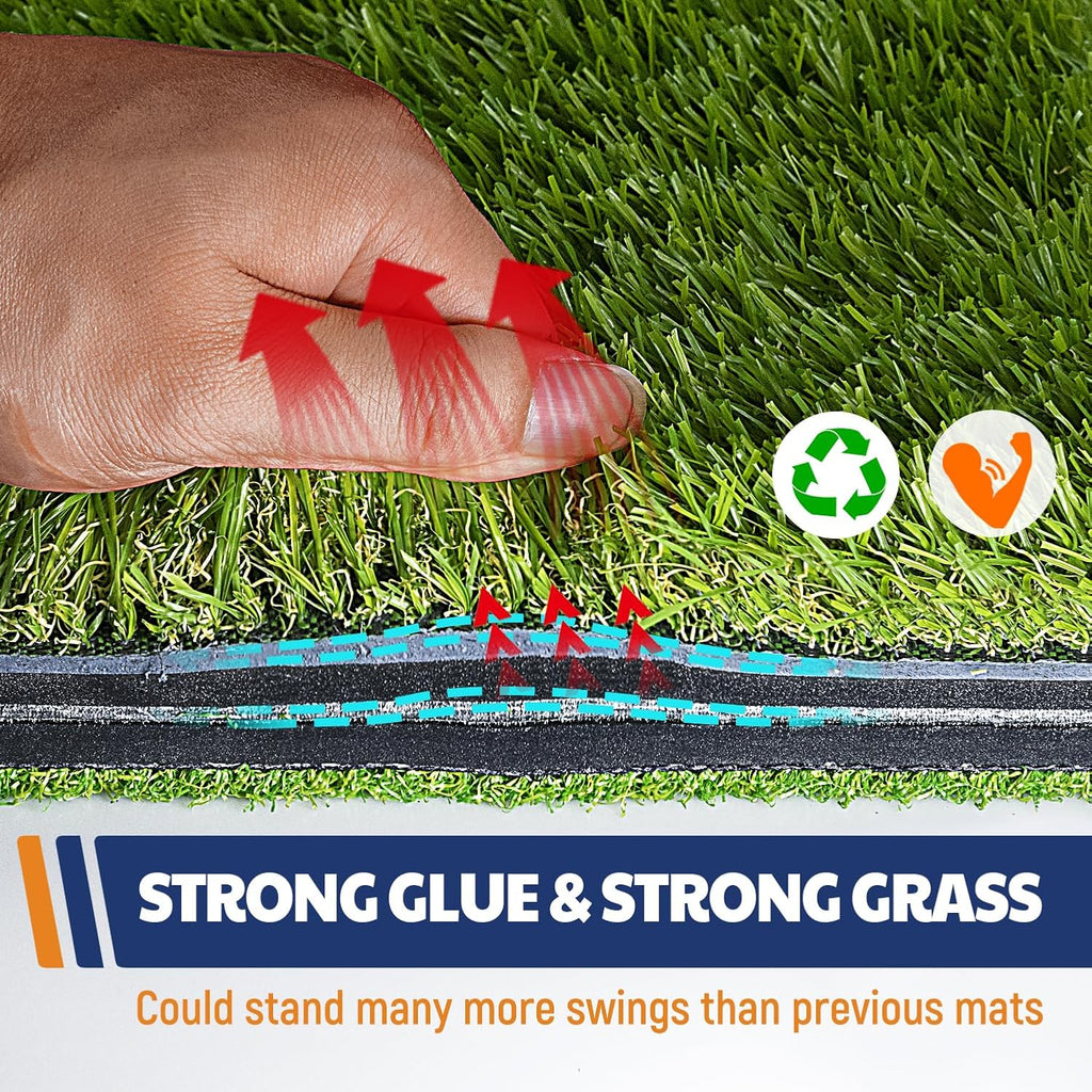 Golf Hitting Mat, Two Options (Heavy Rubber Base Dual-Turf Mat with Ball Tray, Tri-Turf Mat with Practice Golf Balls), Portable Golf Practice Training Mat for Indoor & Outdoor