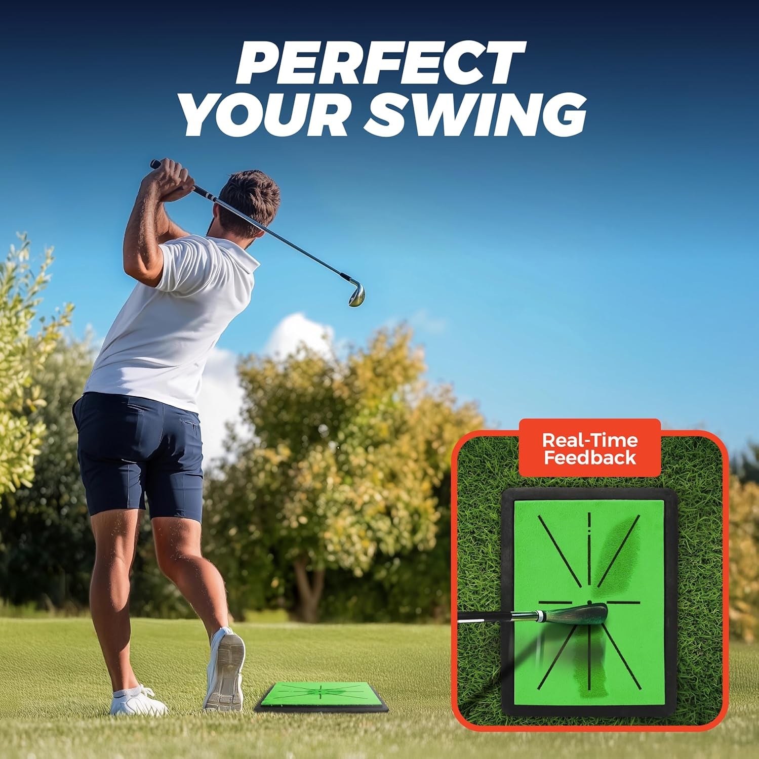 - Golf Mat - Golf Hitting Mat - Golf Mats Practice Outdoor Indoor Golf Training Mat - Golf Practice Mats Outdoor - Chipping Mat - Shows Swing Path - Golf Turf Mat 3-In-1 Impact Golf Mat