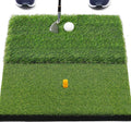Golf Hitting Mat, Two Options (Heavy Rubber Base Dual-Turf Mat with Ball Tray, Tri-Turf Mat with Practice Golf Balls), Portable Golf Practice Training Mat for Indoor & Outdoor