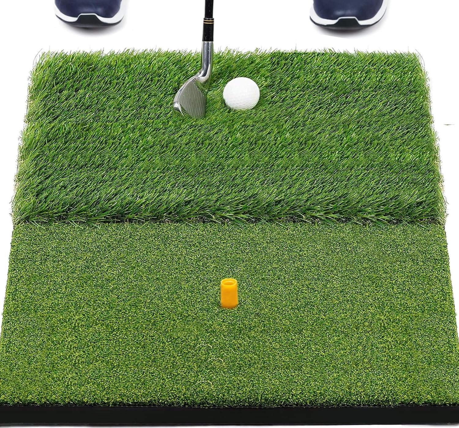 Golf Hitting Mat, Two Options (Heavy Rubber Base Dual-Turf Mat with Ball Tray, Tri-Turf Mat with Practice Golf Balls), Portable Golf Practice Training Mat for Indoor & Outdoor