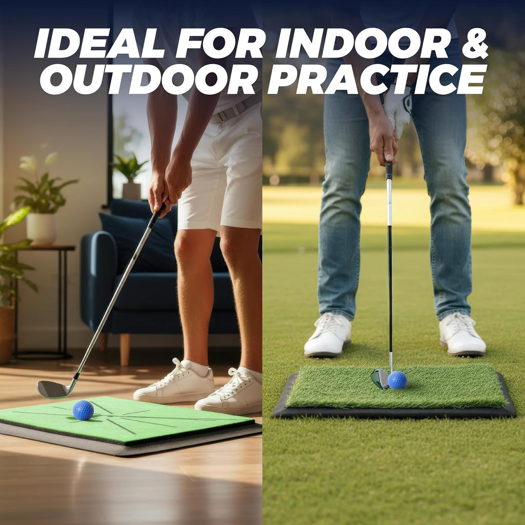 - Golf Mat - Golf Hitting Mat - Golf Mats Practice Outdoor Indoor Golf Training Mat - Golf Practice Mats Outdoor - Chipping Mat - Shows Swing Path - Golf Turf Mat 3-In-1 Impact Golf Mat