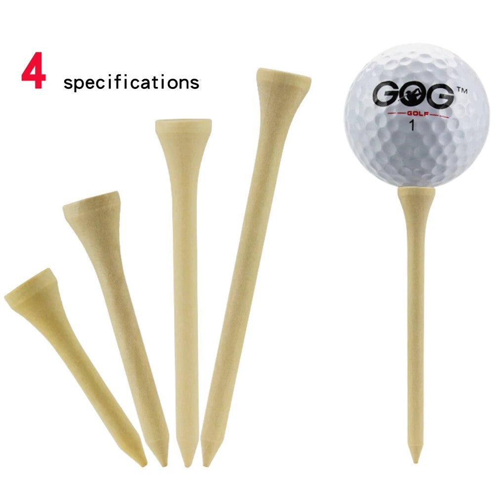 Pack 100 Pcs Golf Tees 4 Sizes Wooden Bamboo Golf Ball Holder Wholesale Golf Acc