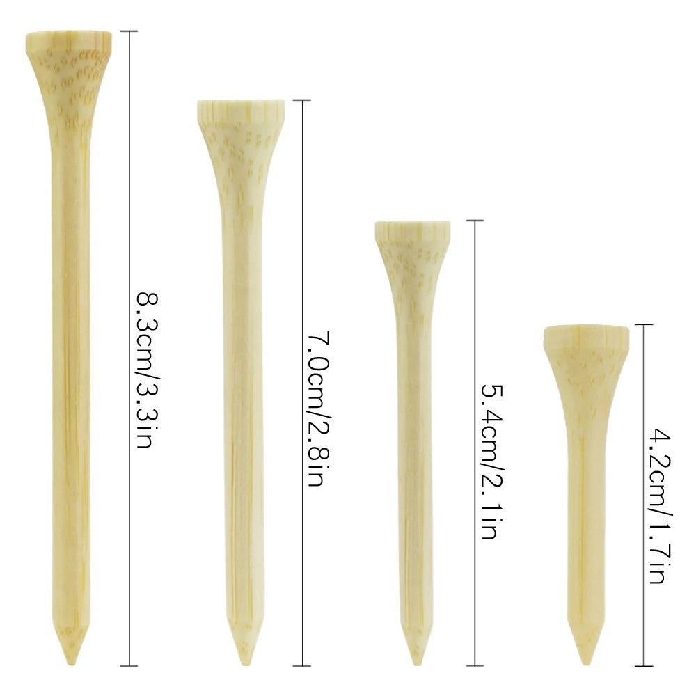 Pack 100 Pcs Golf Tees 4 Sizes Wooden Bamboo Golf Ball Holder Wholesale Golf Acc