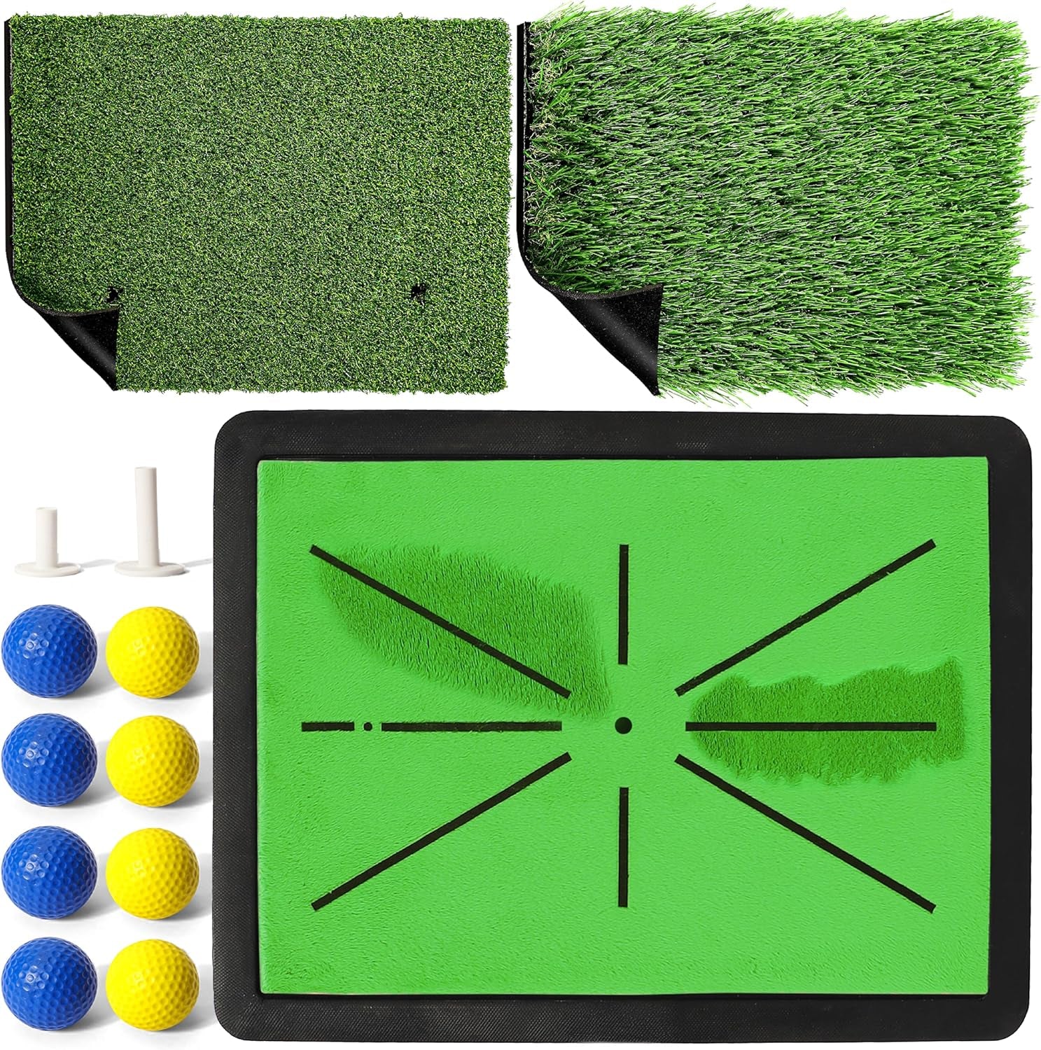 - Golf Mat - Golf Hitting Mat - Golf Mats Practice Outdoor Indoor Golf Training Mat - Golf Practice Mats Outdoor - Chipping Mat - Shows Swing Path - Golf Turf Mat 3-In-1 Impact Golf Mat