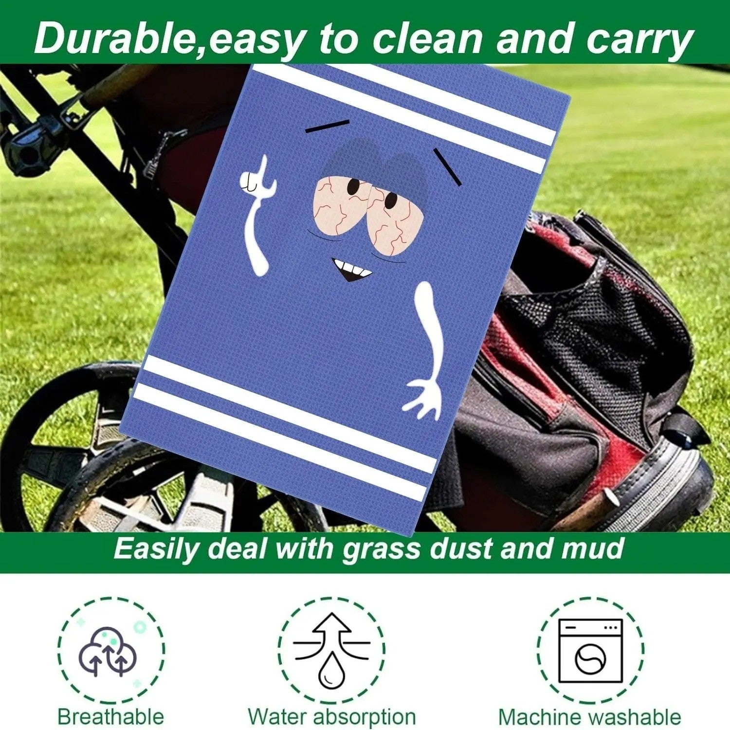“Funny Microfiber Golf Towel Printed Premium Towel for Golf Bags Men & Women