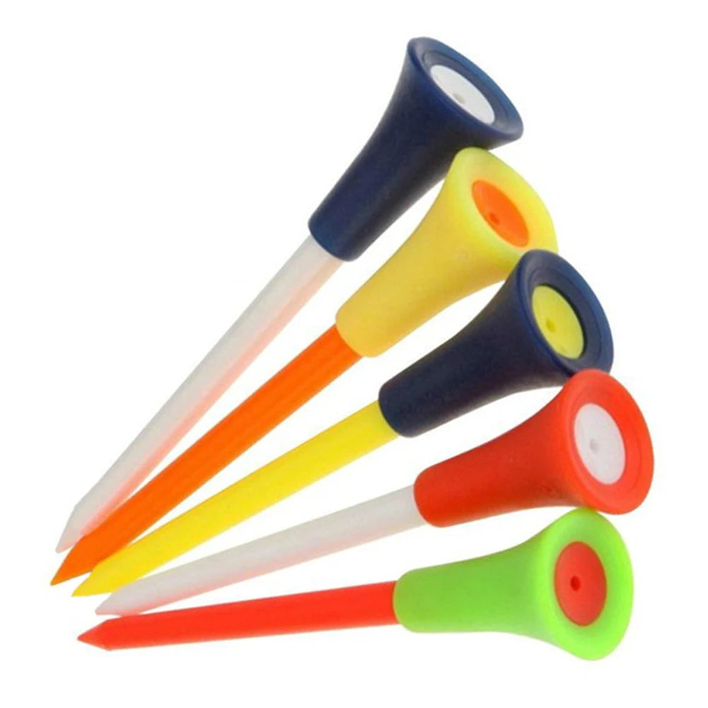 100Pcs Golf Tees Mix Colors 83Mm Plastic Durable Rubber Cushion Top Golf Ball Holder Golf Accessories